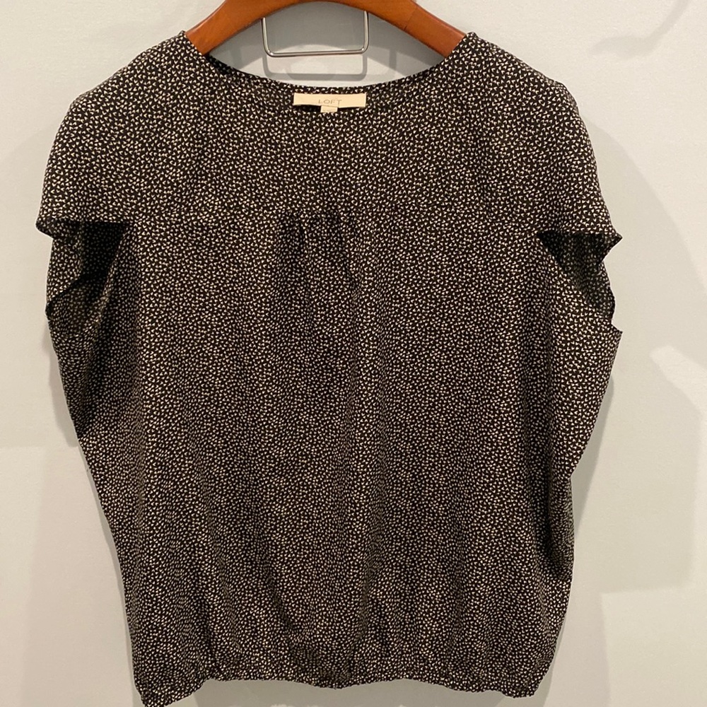 LOFT black with cream pattern blouse